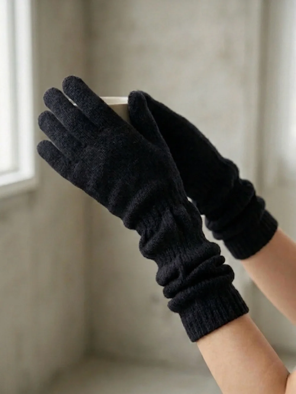 ♥️🖤🩶🤎 Long Scrunchie Sweater Gloves Set of Four 🤎🩶🖤❤️